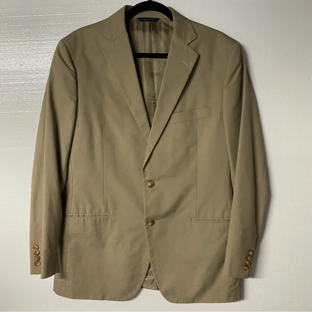 Brooks Brothers Blazer 41R 35W Beige Sports Coat 2 Button COOLMAX Cotton Blend